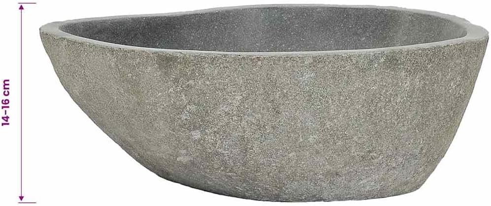 vidaXL Wash Basin, Bathroom Sink Bath Wash Bowl, Vanity Sink Bathroom Basin Small Bathroom Sink, Countertop Wash Basin Wash Sink, River Stone Oval