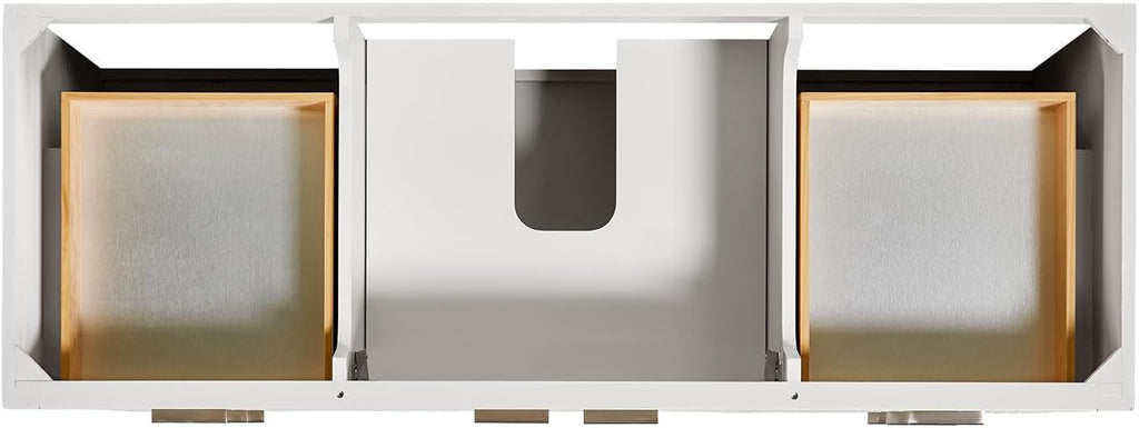 ARIEL Milan 60-inch Bathroom Vanity with Sink,Solid Wood, 1.5-inch Carrara White Quartz Countertop & Backsplash, Single Oval Porcelain Sink, 2 Soft Closing Doors, 6 Dovetail Drawers, Warm White