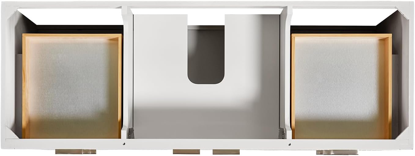 ARIEL Milan 60-inch Bathroom Vanity with Sink,Solid Wood, 1.5-inch Carrara White Quartz Countertop & Backsplash, Single Oval Porcelain Sink, 2 Soft Closing Doors, 6 Dovetail Drawers, Warm White