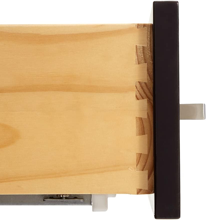 DKB Beckford 42-Inch Espresso Bathroom Vanity with Sink, Solid Wood Frame, Pure White Quartz Countertop 1.5' Edge, Left Rectangular Undermount Sink, 2 Soft Closing Doors, 5 Full Extension Drawers