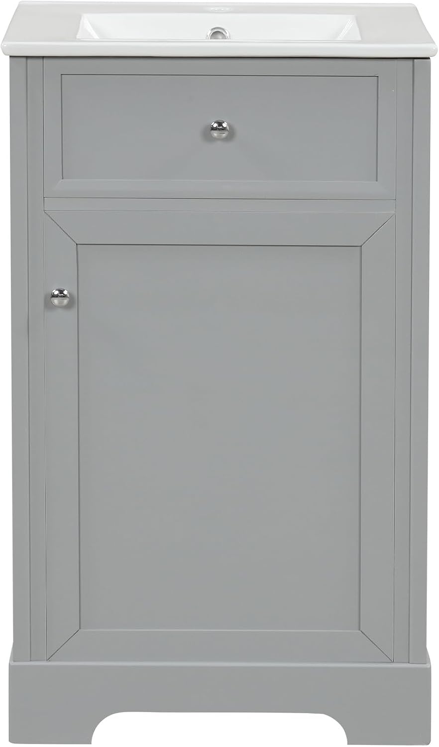 VilroCaz Modern 20' Bathroom Vanity with Sink, Freestanding Bathroom Cabinet with Soft Closing Door, Storage Rack and Adjustable Shelve (Grey-10.8)
