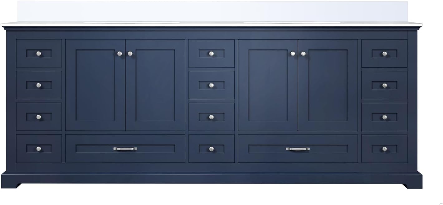 Dukes 84 in. W x 22 in. D Navy Blue Double Bath Vanity and Cultured Marble Top