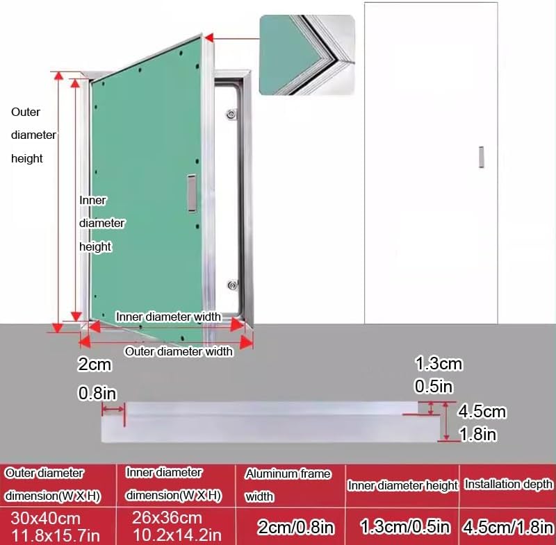 Wall Accesss Panel Door Cover, Electrical Inspection Panel, Hidden Drywall Accesss Faceplate for Interior Floor Passages Offices(Right Door,30x40cm)