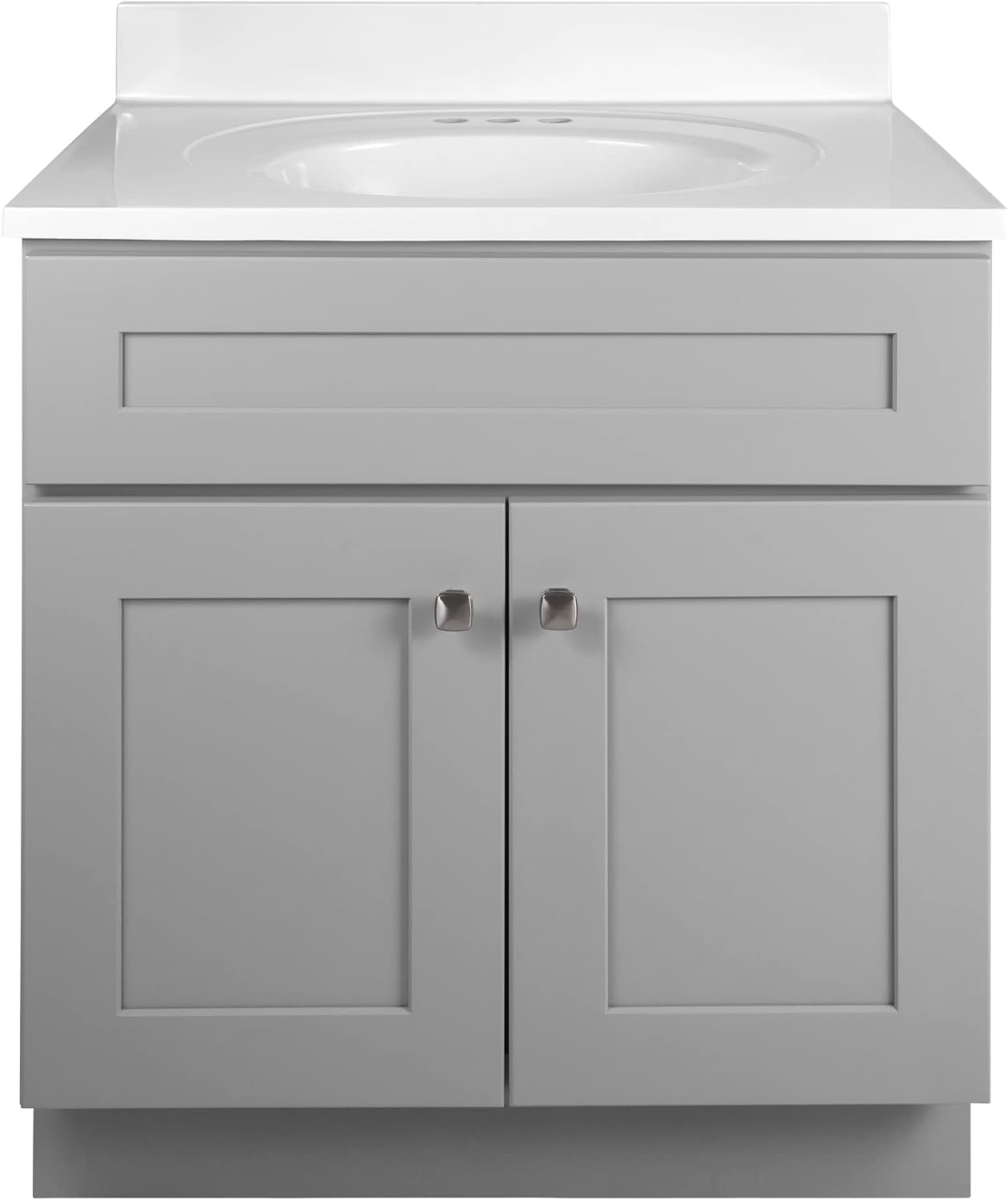 Design House Brookings 31 Inch Bathroom Vanity with Top, Ready to Assemble, Painted Gray, 597666