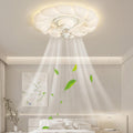 Mid Century Modern Ceiling Fan with Light Flush Mount Dimmable LED Ceiling Fan Light with Remote Reversible Fan 360° Oscillating Fan Light for Girls Bedroom Kitchen Living Room Dining Room