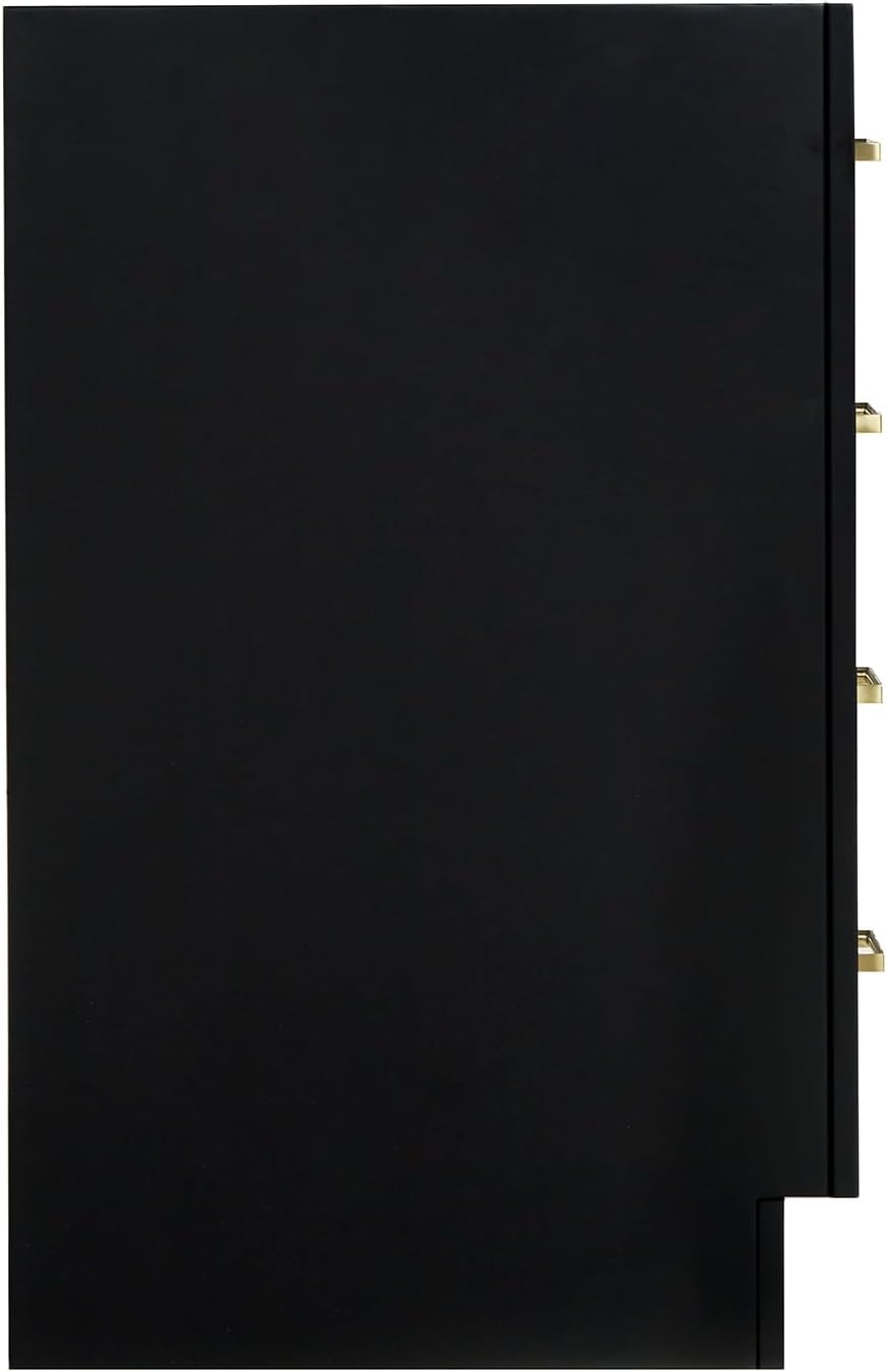 ARIEL Hepburn 48-inch Bathroom Vanity Base Cabinet,Solid Wood, 2 Soft Closing Doors, 9 Dovetail Drawers, Black