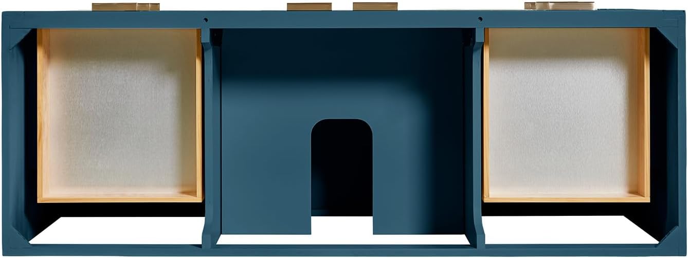 ARIEL Milan 60-inch Bathroom Vanity with Sink,Solid Wood, 1.5-inch Carrara White Quartz Countertop, Single Oval Porcelain Sink, Soft Closing Doors, Dovetail Drawers, Vintage Blue