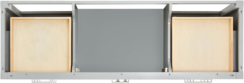 ARIEL Cambridge 66-inch Bathroom Vanity with Sink,Solid Wood, 1.5-inch Pure White Quartz Countertop & Backsplash, Single Rectangular Porcelain Sink, 2 Soft Closing Doors, 9 Dovetail Drawers, Grey
