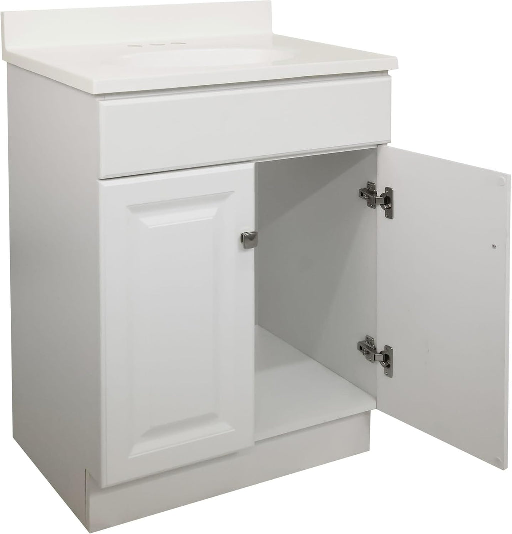 Design House Wyndham 25 Inch Bathroom Vanity with Top, Ready to Assemble, White, 591206