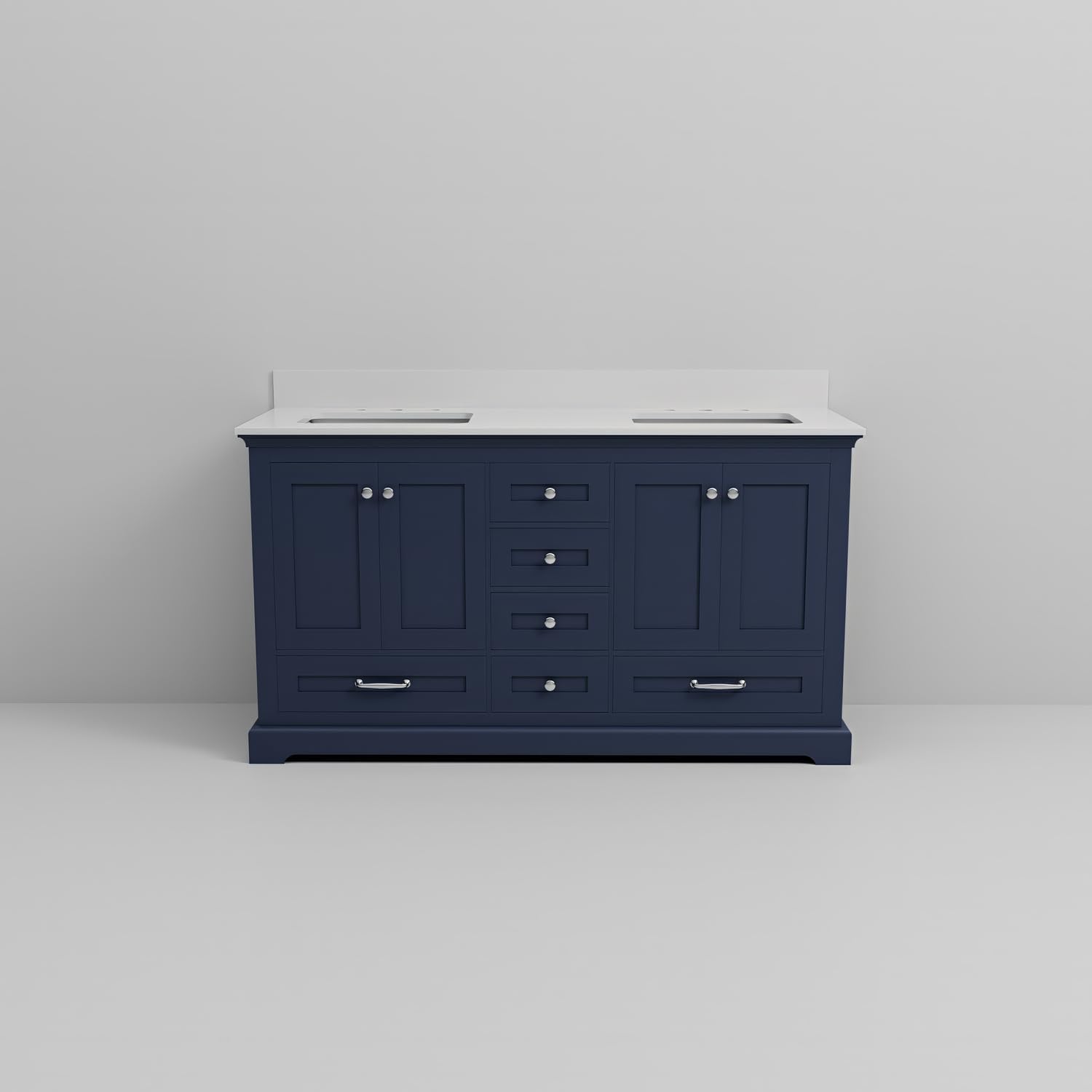 Dukes 60 in. W x 22 in. D Navy Blue Double Bath Vanity and Cultured Marble Top