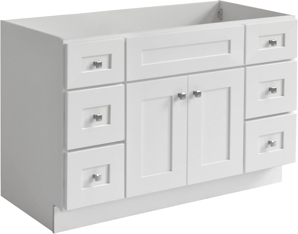 Brookings 48 Inch Bathroom Vanity, Shaker, Solid Wood, Fully Assembled, Sherwin Williams® White – Design House, 215798
