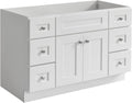 Brookings 48 Inch Bathroom Vanity, Shaker, Solid Wood, Fully Assembled, Sherwin Williams® White – Design House, 215798