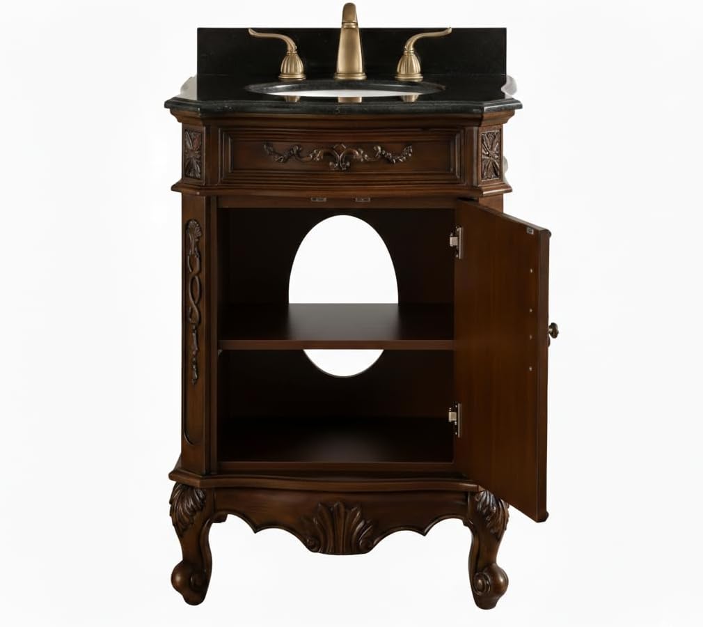 Tennant Brand 24' Classic Petite Powder Room Single Sink Bathroom Vanity (Black top)