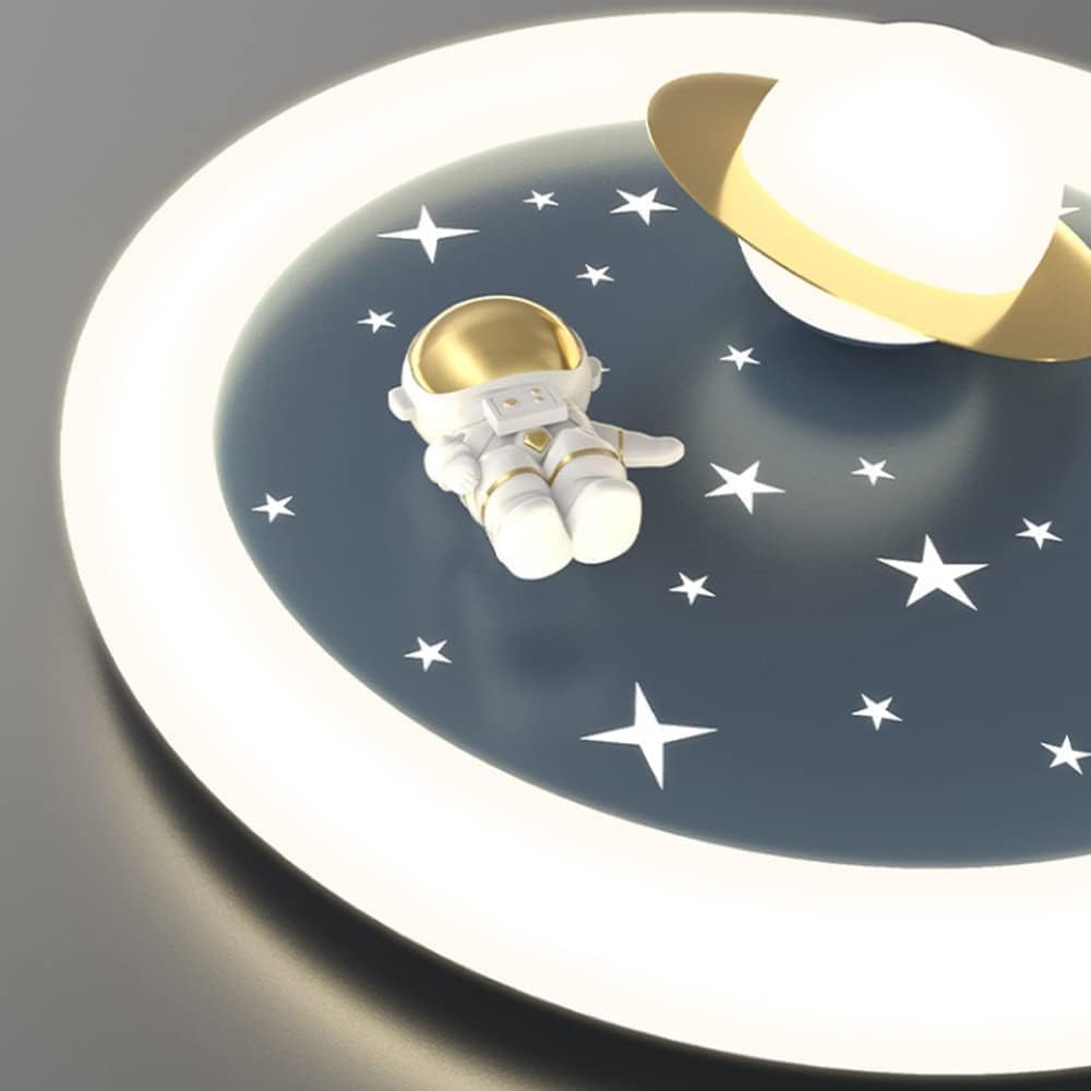 Cartoon Astronaut Kid's Room Ceiling Fans with Lights Children's Room Led Ceiling Lamp Creative Nursery Bedroom Ceiling Fan Lamp Dimmable for Boys Girls Room Ventilator Lamp 46W