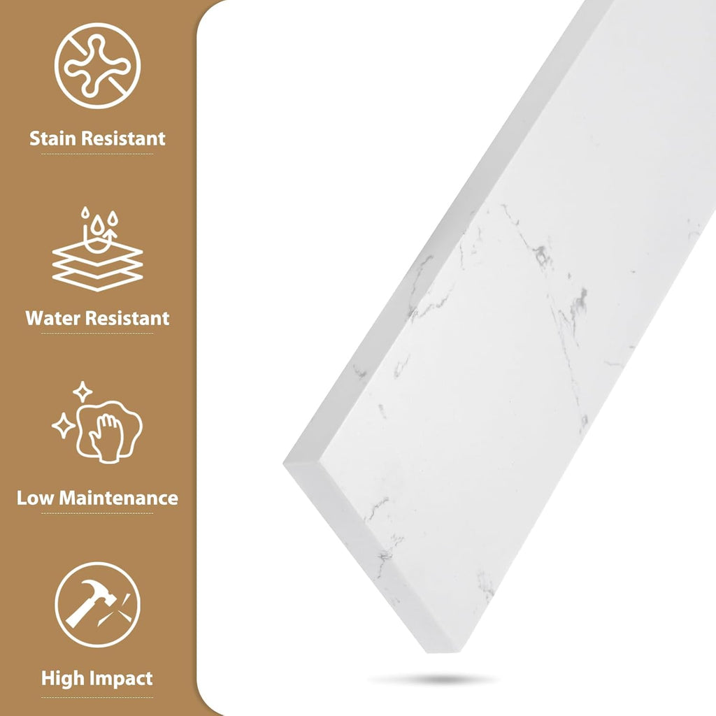 36 in. W x 4 in. H Engineered Stone Backsplash for Bathroom Vanity Sink Top in Carrara White