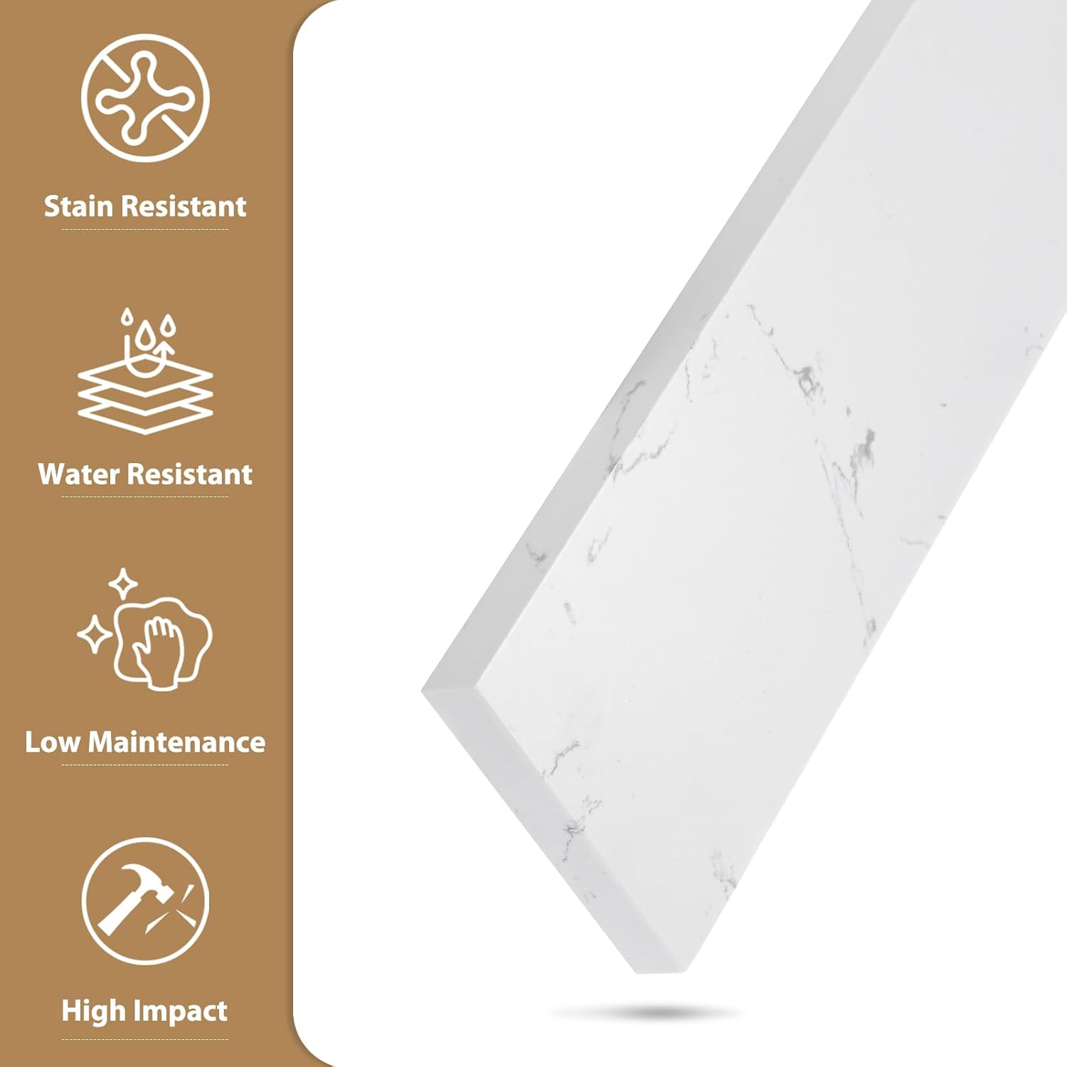 36 in. W x 4 in. H Engineered Stone Backsplash for Bathroom Vanity Sink Top in Carrara White