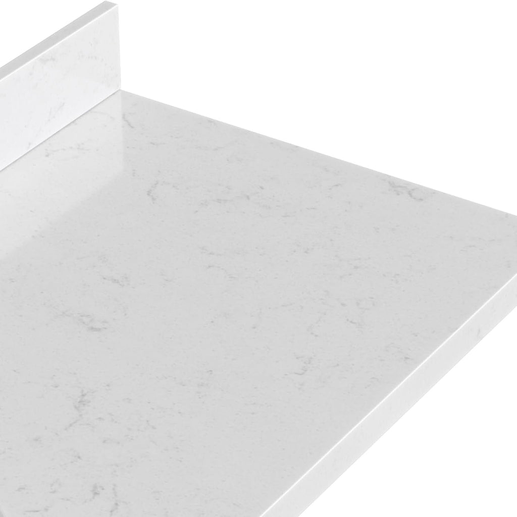 ARIEL Milan 60-inch Bathroom Vanity with Sink,Solid Wood, 1.5-inch Carrara White Quartz Countertop & Backsplash, Single Oval Porcelain Sink, 2 Soft Closing Doors, 6 Dovetail Drawers, Warm White