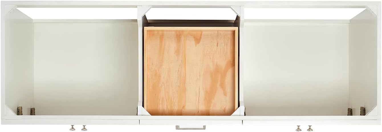DKB Bradford 66-Inch White Double Bathroom Vanity, 1.5-Inch Pure White Quartz Countertop & Backsplash, Double Oval Undermount Sinks, 2 Soft Closing Doors, 3 Dovetail Drawers, Toe Kick, Brushed Nickel