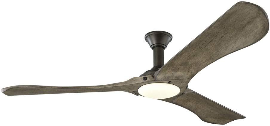 Monte Carlo 3MNLR72AGPD-V1 Minimalist Max Modern Energy Star 72' Outdoor Ceiling Fan with LED Light and Hand Remote Control, 3 Balsa Wood Blades, Aged Pewter