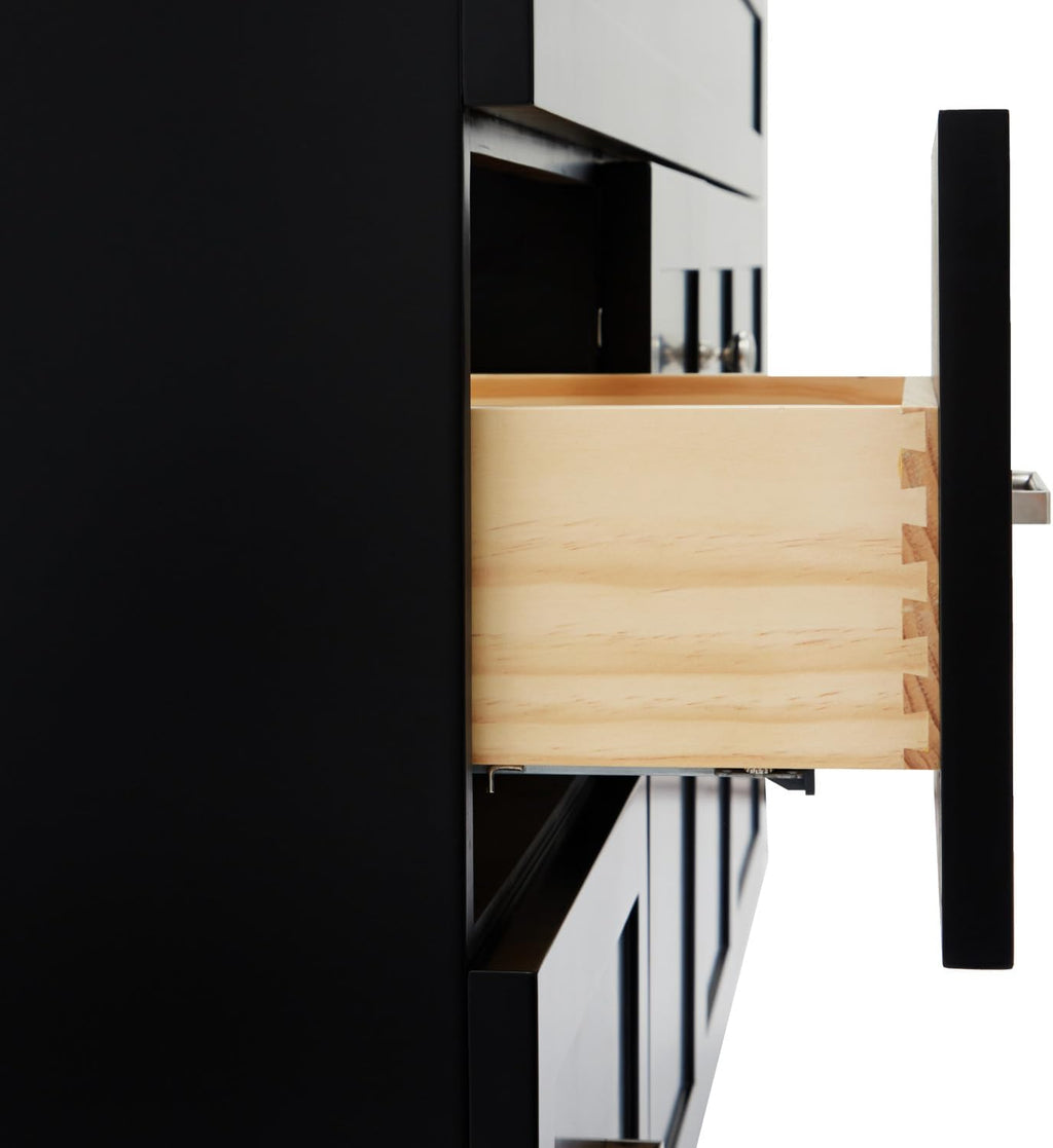 ARIEL Hamlet 66-inch Bathroom Vanity with Sink,Solid Wood, 1.5-inch Italian Carrara Marble Countertop & Backsplash, Single Oval Porcelain Sink, 2 Soft Closing Doors, 4 Dovetail Drawers, Black