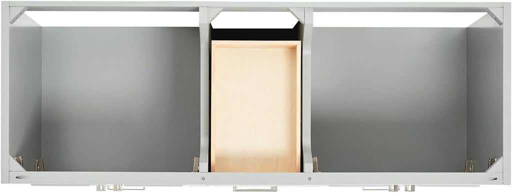 ARIEL Stafford 60-inch Bathroom Vanity with Sink,Solid Wood, 1.5-inch Italian Carrara Marble Countertop & Backsplash, Double Oval Porcelain Sink, 4 Soft Closing Doors, 6 Dovetail Drawers, Grey