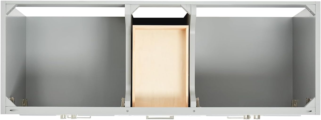 ARIEL Stafford 60-inch Bathroom Vanity with Sink,Solid Wood, 1.5-inch Italian Carrara Marble Countertop & Backsplash, Double Oval Porcelain Sink, 4 Soft Closing Doors, 6 Dovetail Drawers, Grey