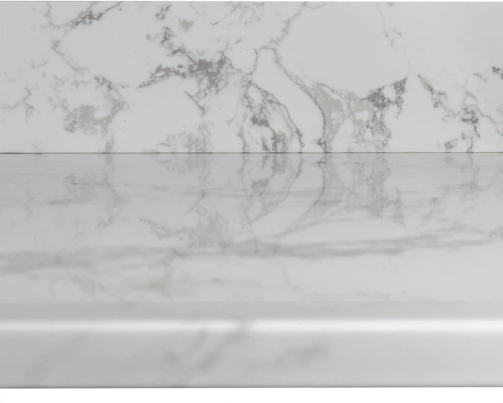 43 Inch Marble Vanity Top with Sink, Engineered Stone Vanity Sink Top with Undermount Ceramic Sink & Backsplash, Single Hole Countertops for Bathroom (Carrara White)
