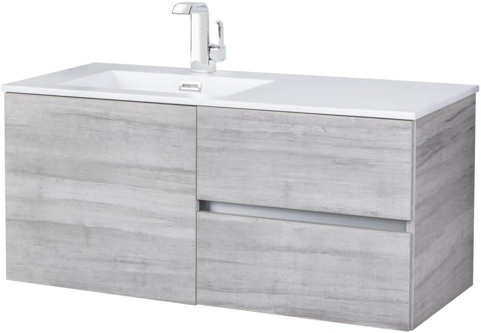 Cutler Kitchen and Bath Beachwood 42 in. W x 18.25 in. D x 20 in. H Single Sink Wall Mounted Bathroom Vanity in Soho with Cultured Marble Top