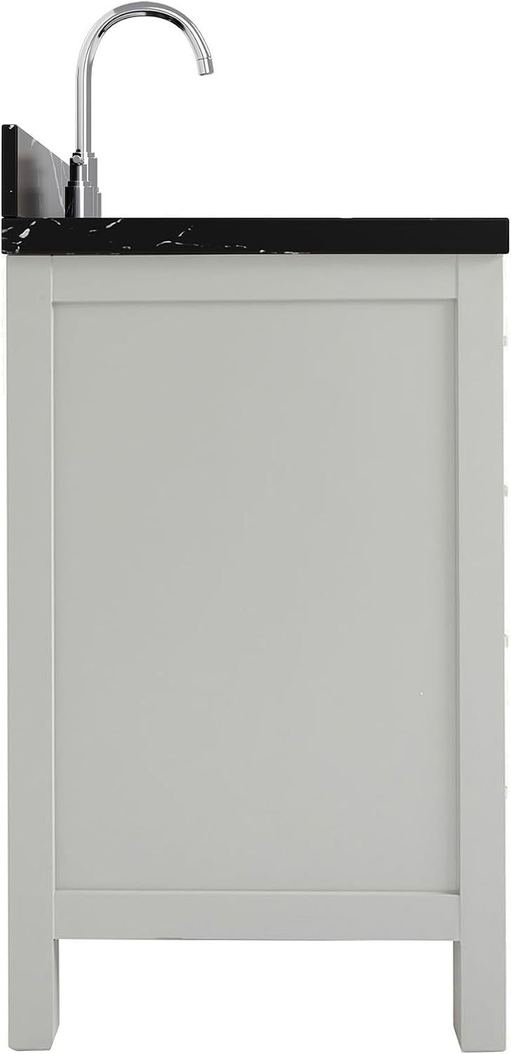 ARIEL Cambridge 60 Inch Single Rectangle Sink Bathroom Vanity with Nero Marquina Black Quartz Countertop 1.5 Inch in Grey