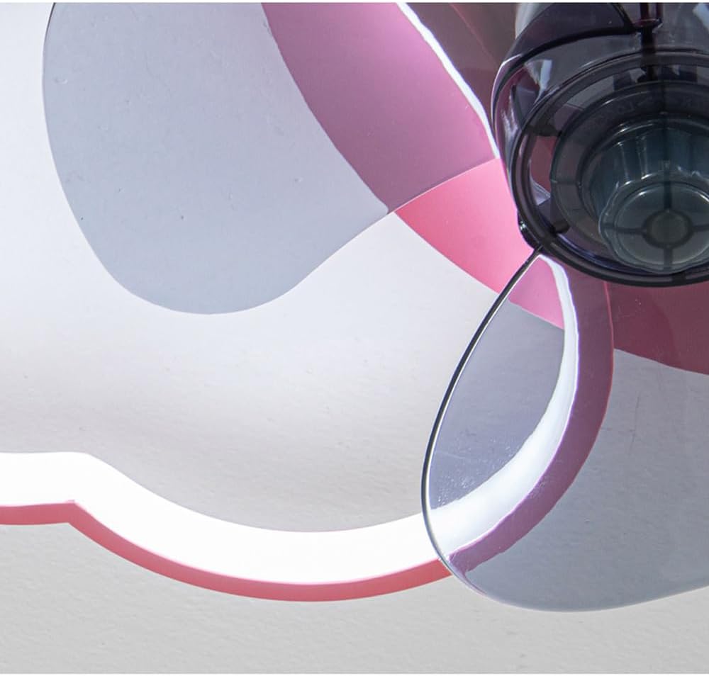 Pink Ceiling Fan with Lights for Girls Room Dimmable LED Flush Ceiling Fan with Light with Remote Butterfly Quiet Fan Light for Kids Bedroom Children Nursery,6 Speed Reversible Fan