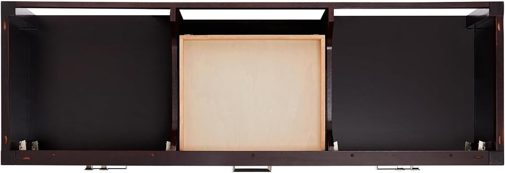 DKB Beckford 66-Inch Espresso Double Bathroom Vanity with 1.5-Inch Edge Pure White Quartz Countertop & Backsplash, 2 Oval Undermount Sinks, 4 Soft Closing Doors, 6 Dovetail Drawers, Brushed Nickel