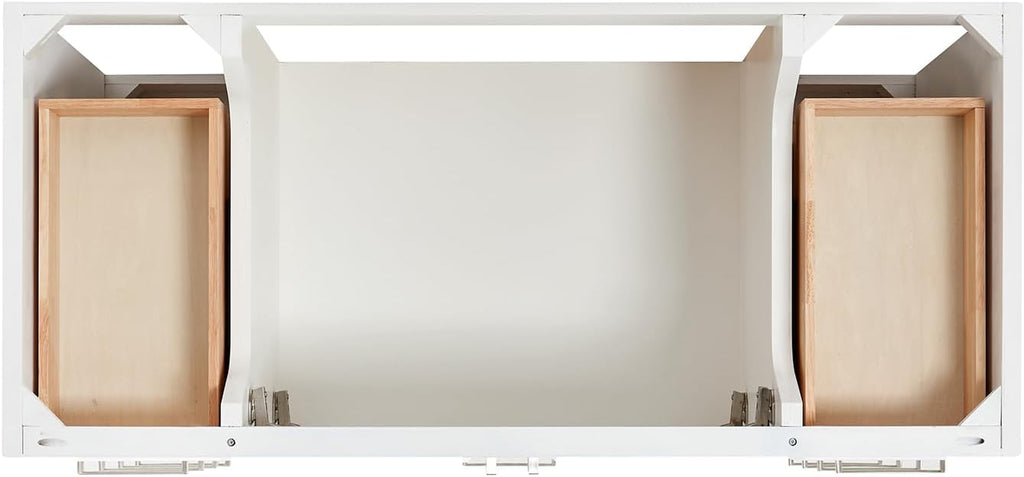 ARIEL Stafford 48-inch Bathroom Vanity with Sink,Solid Wood, 1.5-inch Italian Carrara Marble Countertop, Single Rectangular Porcelain Sink, 2 Soft Closing Doors, 9 Dovetail Drawers, White