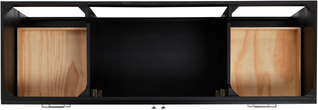 ARIEL Hamlet 66-inch Bathroom Vanity with Sink,Solid Wood, 1.5-inch Italian Carrara Marble Countertop & Backsplash, Single Oval Porcelain Sink, 2 Soft Closing Doors, 4 Dovetail Drawers, Black