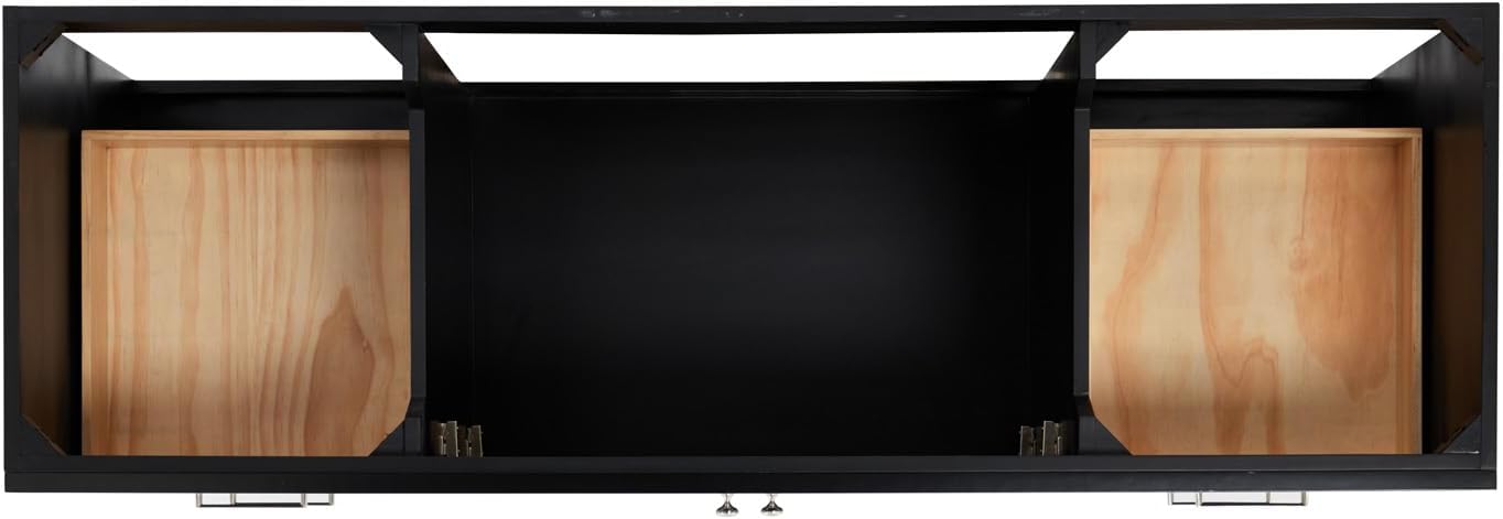 ARIEL Hamlet 66-inch Bathroom Vanity with Sink,Solid Wood, 1.5-inch Italian Carrara Marble Countertop & Backsplash, Single Oval Porcelain Sink, 2 Soft Closing Doors, 4 Dovetail Drawers, Black