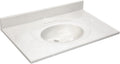 Pemberly Row Cultured Marble Vanity Top, 37' x 22', White on White Ivory Swirl Finish, Integrated Oval Sink with Overflow, Pre-Drilled 4-Inch Centerset, 4-Inch Backsplash, Durable Easy-Clean Bathroom