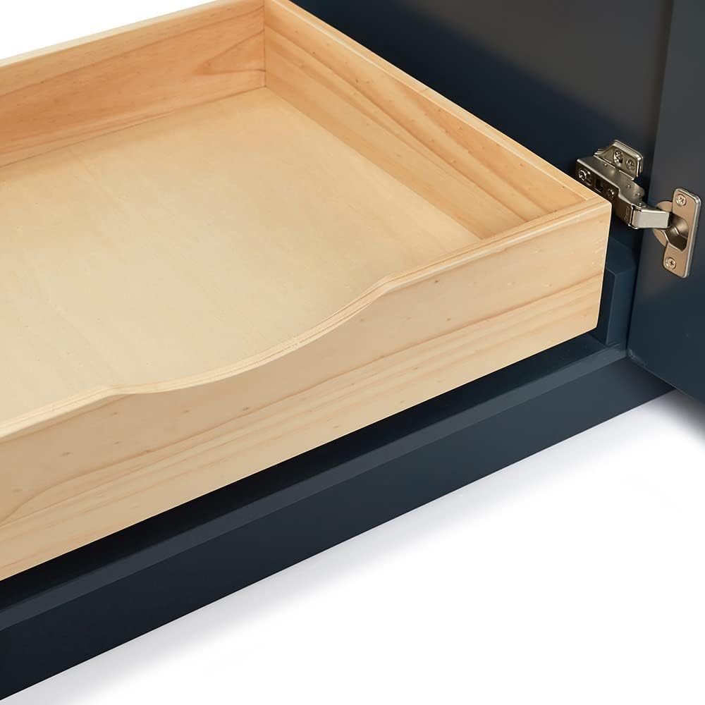 ARIEL Taylor 36-inch Bathroom Vanity with Sink,Solid Wood, 1.5-inch Italian Carrara Marble Countertop, Single Rectangular Porcelain Sink, 2 Soft Closing Doors, 5 Dovetail Drawers, Midnight Blue