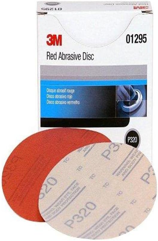 3M 01295 Hookit Red 5' P320 Grit Abrasive Disc (Pack of 6)