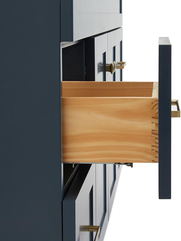 ARIEL Hamlet 48-inch Bathroom Vanity with Sink,Solid Wood, 1.5-inch Pure White Quartz Countertop, Single Rectangular Porcelain Sink, Soft Closing Doors, Dovetail Drawers, Midnight Blue