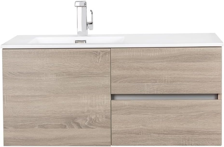 Cutler Kitchen and Bath Beachwood 42 in. W x 18.25 in. D x 20 in. H Single Sink Wall Mounted Bathroom Vanity in Dorato with Cultured Marble Top