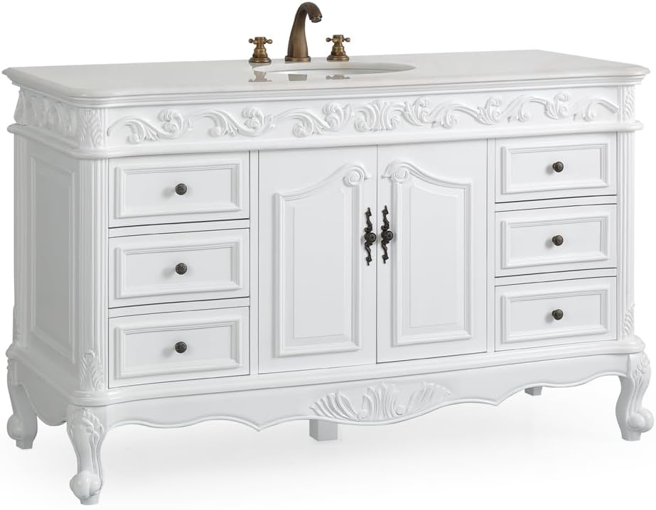 56 Antique White Beckham Bathroom Sink Vanity Model CF-3882W-AW-56