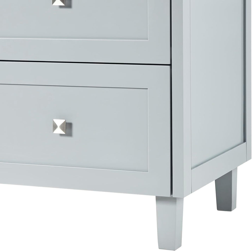 ARIEL Monroe 66-inch Bathroom Vanity with Sink,Solid Wood, 1.5-inch Italian Carrara Marble Countertop, Single Oval Porcelain Sink, Dovetail Drawers, Grey