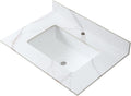 31 x 22 Inch Bathroom Vanity Top, Sintered Stone Top with Ceramic Sink, Single Hole Vanity Top With Undermount Rectangular Sink and 1 Backsplash (Carrara Gold, 1 Hole)