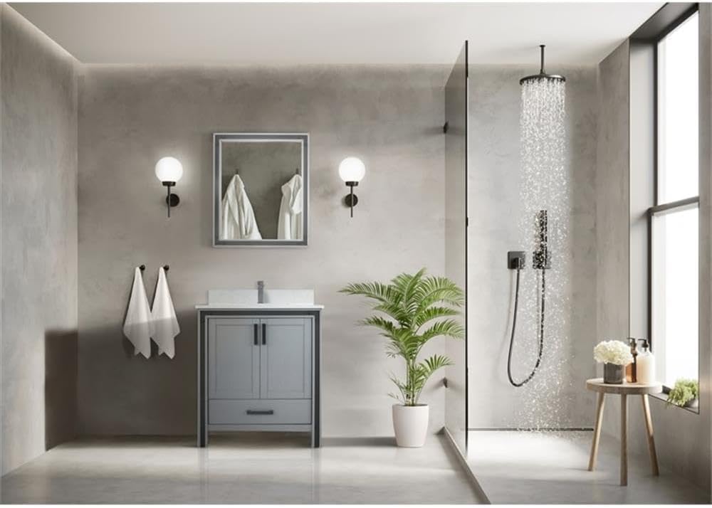 Ziva 30 in W x 22 in D Dark Grey Bath Vanity and Cultured Marble Top