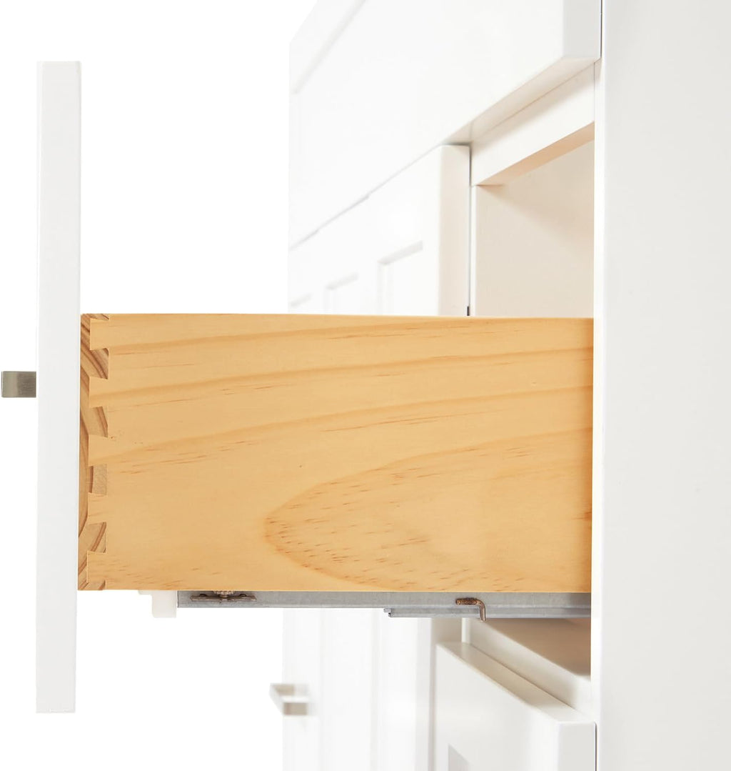 DKB Bradford 36' White Single Bathroom Vanity with Rectangular Undermount Sink, 1.5' Carrara Quartz Countertop, 2 Soft-Closing Doors, 2 Dovetail Drawers