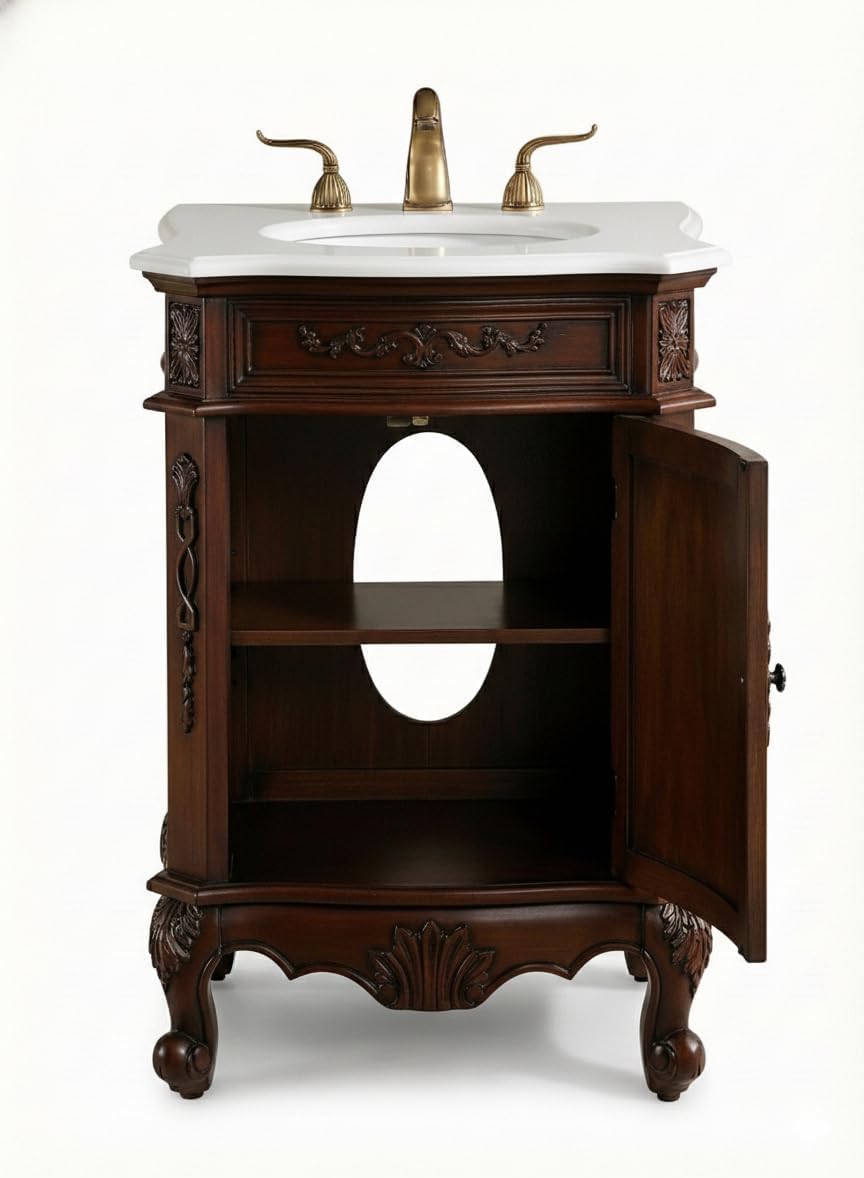 Tennant Brand 24' Classic Petite Powder Room Single Sink Bathroom Vanity (White top)
