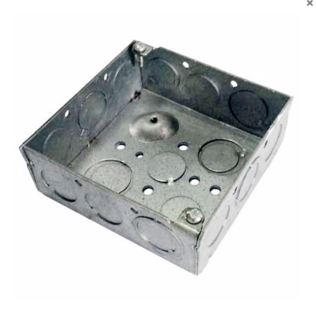 4 inch Square Electrical Box, 1-1/2 inch Deep with Ten 1/2 inch KO and Six 3/4 inch KO's, Raised Ground BE-189 (50 Pack)