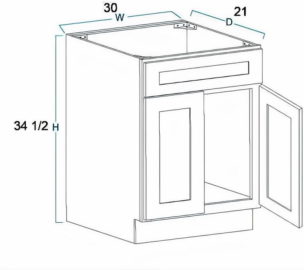 La Royal White Shaker Sink Base Bathroom Vanity Ready-to-Assemble Cabinet 30' Width