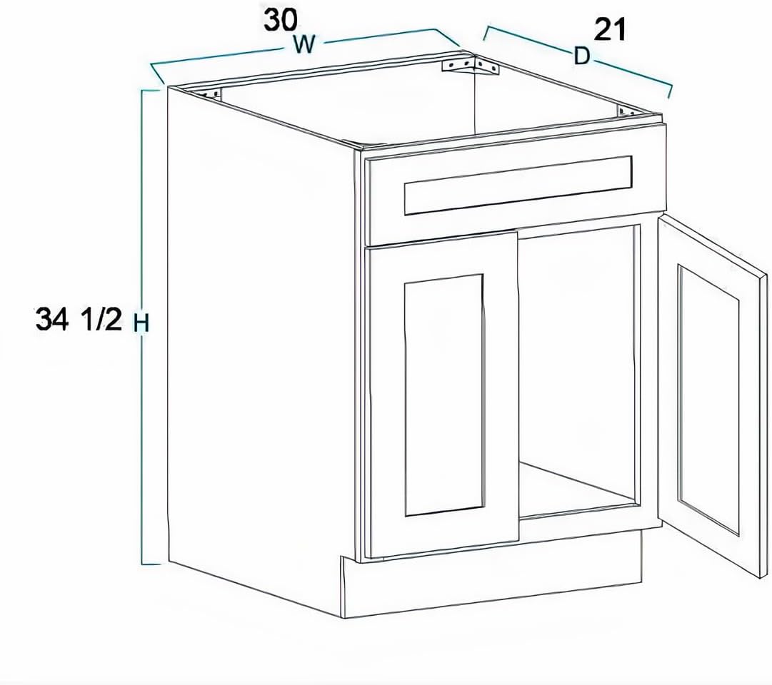 La Royal White Shaker Sink Base Bathroom Vanity Ready-to-Assemble Cabinet 30' Width