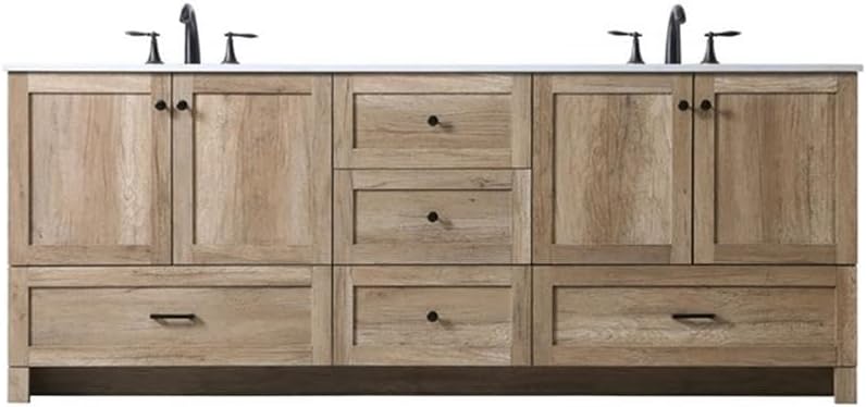 Elegant Kitchen and Bath Soma 84' Solid Wood Double Bathroom Vanity in Oak