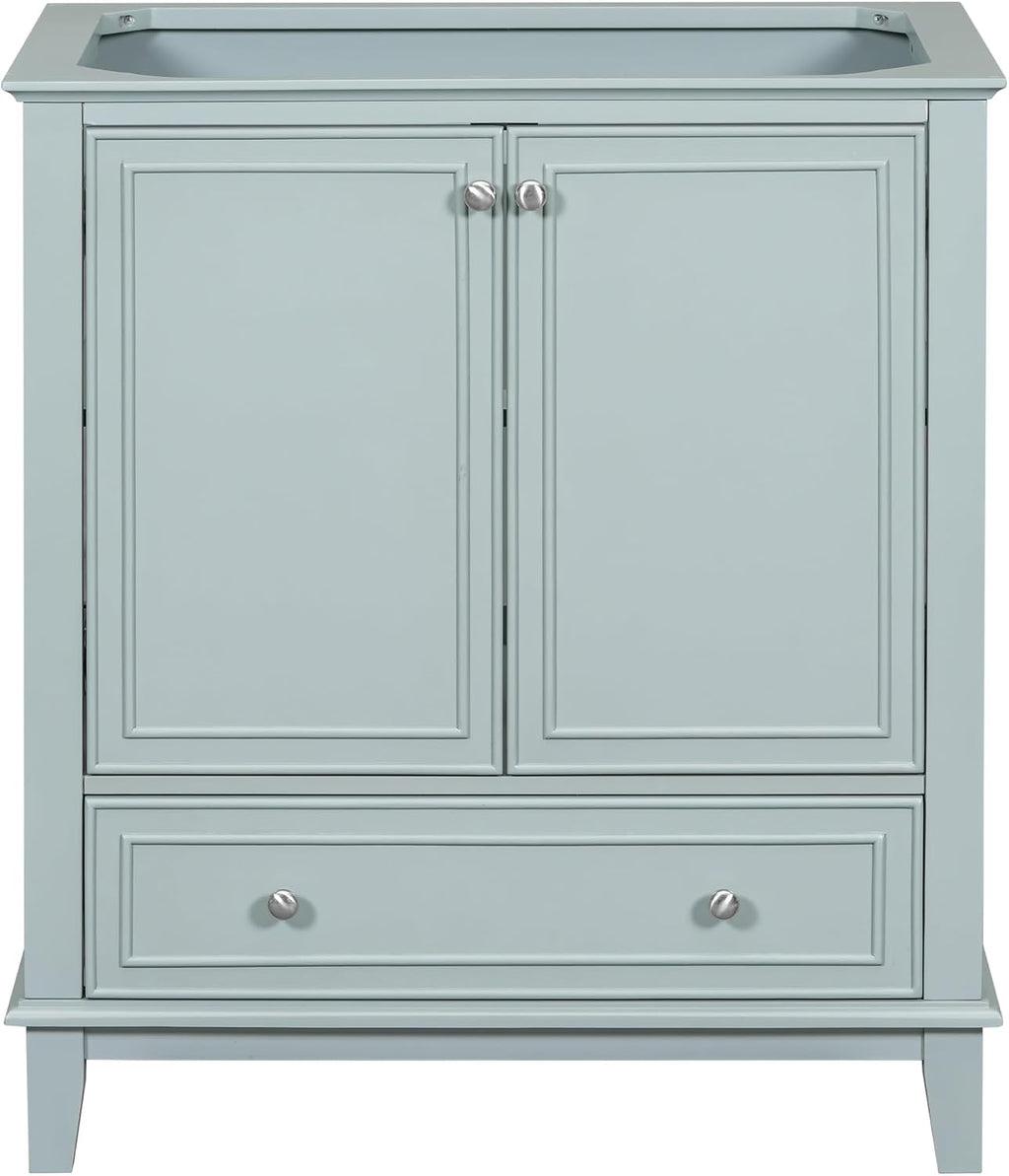 Flieks 30'' Bathroom Vanity Without Sink, Base Only, Multi-Functional Bathroom Cabinet with Doors and Drawer, Solid Frame and MDF Board, Green